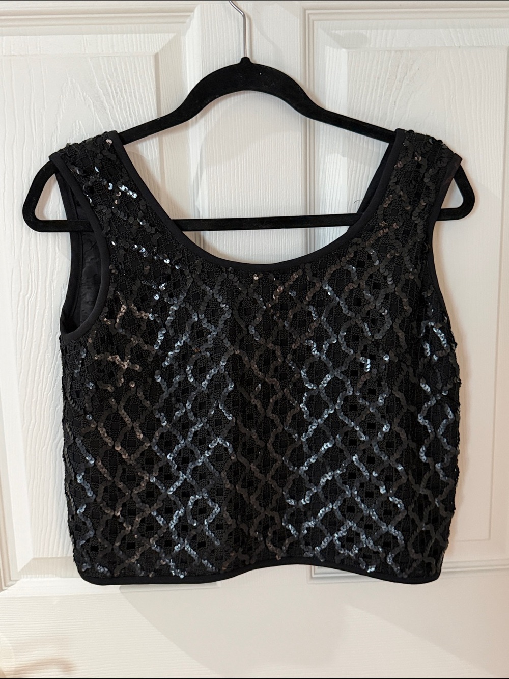 Vintage fashioned by Gregory Black Sequin Sleeveless Crop Top small